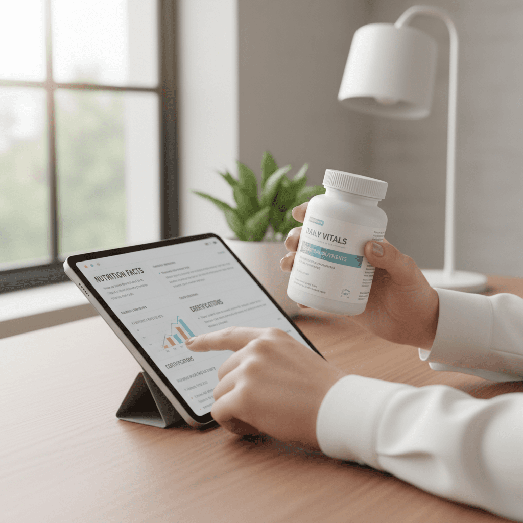 Customer holding Drogas Buenas supplement bottle